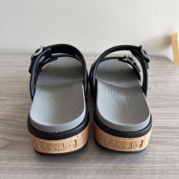 Dansko Kandi Sandals Womens 40 US 9.5-10 Black Slip On Adjustable Arch Wedge - Picture 7 of 12